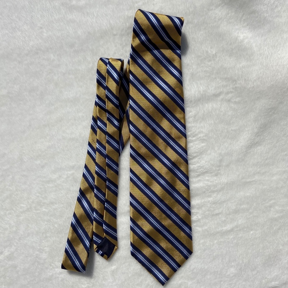Brooks Brothers Pure Silk Tie Yellow Blue Stripe